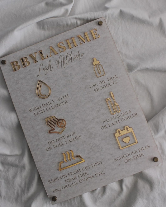 Custom Lash Aftercare Sign