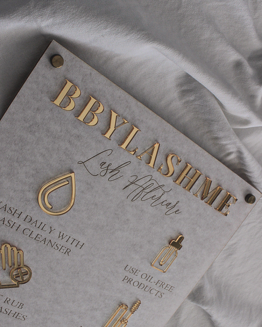 Custom Lash Aftercare Sign