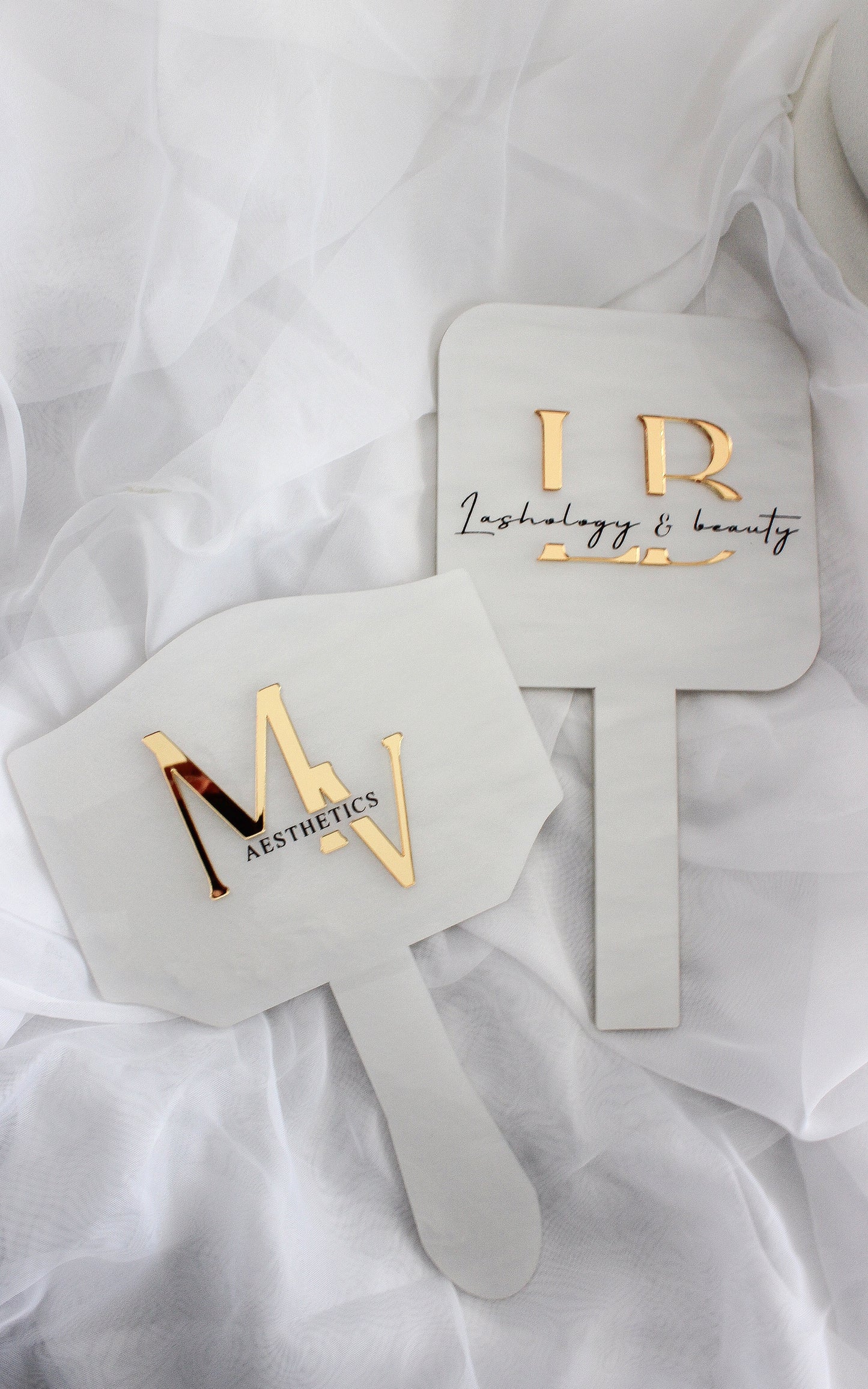 10" Pearl White Mirror (3D Logo)