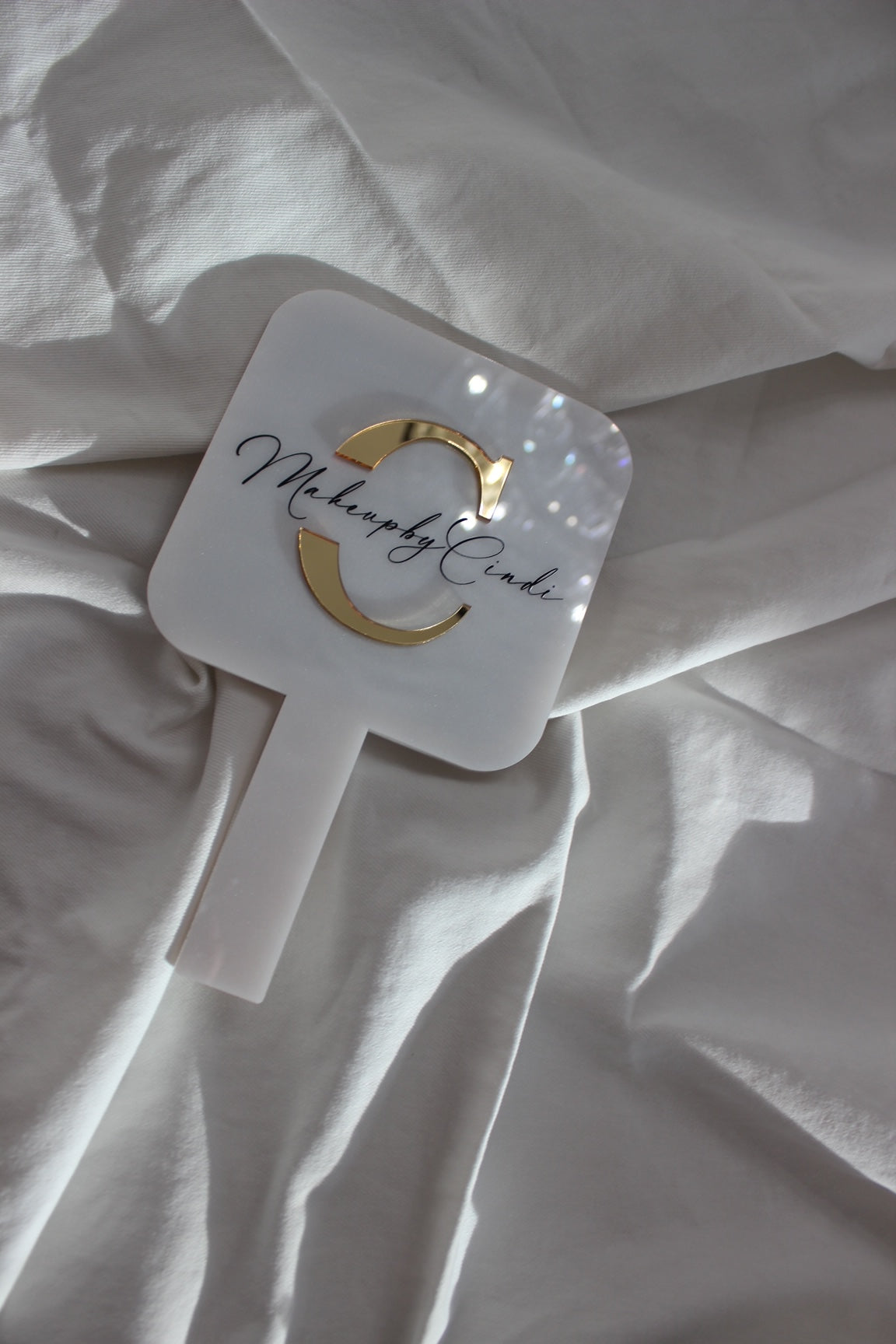 10" Pearl White Mirror (3D Logo)
