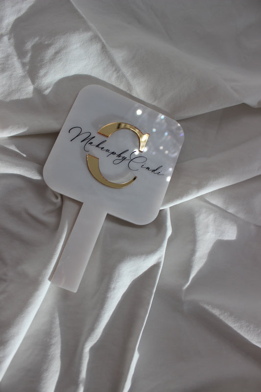 10" Pearl White Mirror (3D Logo)